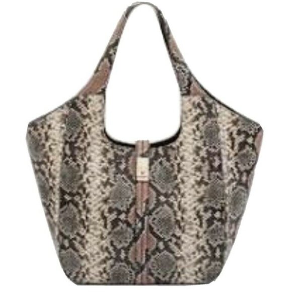 Brahmin Carla Tea Rose Evita Leather Tote Bag Snakeskin Python